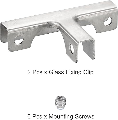 Miniatura 3 de uxcell Clip de fijación de vidrio, 2 piezas para 0.394-0.472 in 304 acero inoxidable en forma de T abrazadera de vidrio soporte de vidrio para