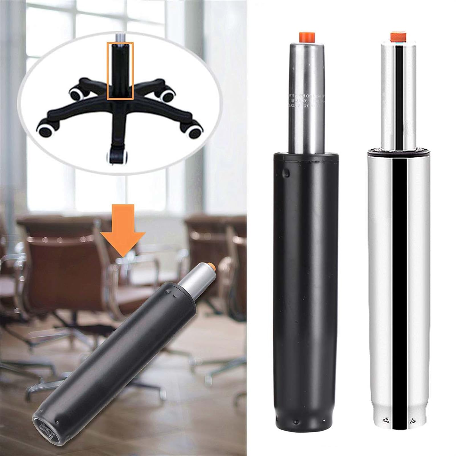 dritto Elevazione a gas Cilindro Pneumatico Di Sollevamento Del Gas Della Sedia Dell'asta Di Supporto Per Gli Accessori Di Ricambio Dello Sgabello Da Bar Dell'ufficio pistone sedia ufficio(Black)