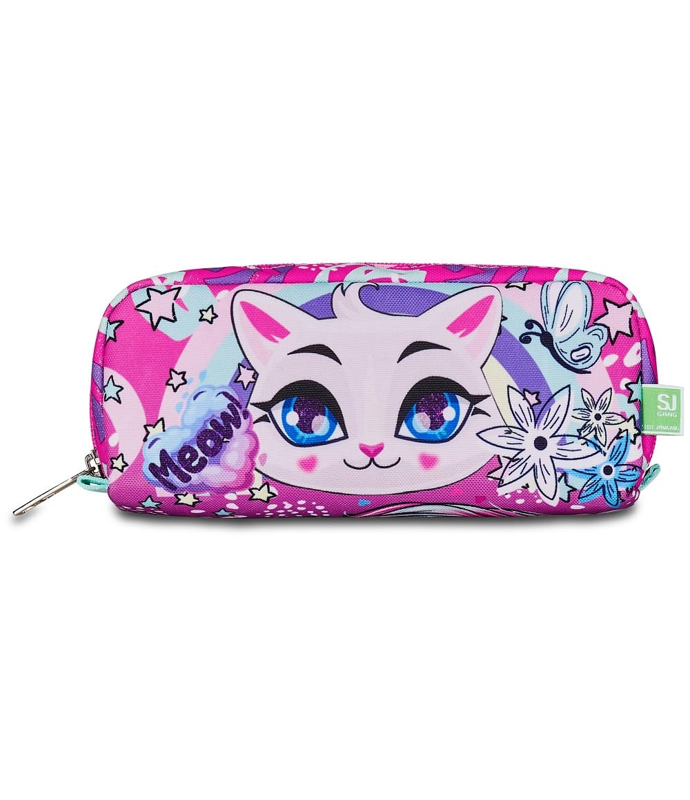 Seven Zaino Scuola SJ GANG CUCCIOLI, Rosa, Estensibile tramite Zip, Bambina + Portapenne + Astuccio 3 zip