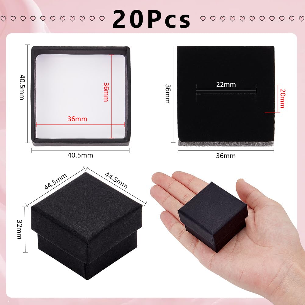 32 Schwarze Schmuckboxen Aus Karton – 7x7x3 Cm, Mit Weichem Schwamm, Für Ringe, Ohrringe, Geschenke