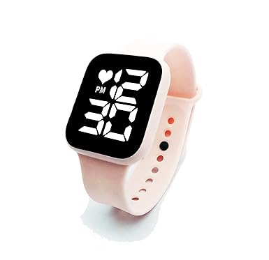 Digital Simple LED Waterproof, Screen Touch Watch for Teenager, with Time & Date Function, Long Battery Life (Pink Color))
