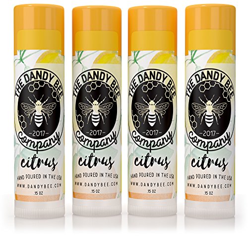 Organic Beeswax Lip Balm by Dandy Bee Co. – Citrus 4 Pack – Organic Beeswax, Shea Butter, Vitamin E, Essential Oils - Deep Healing Lip Butter for Dry Lip - Made in USA