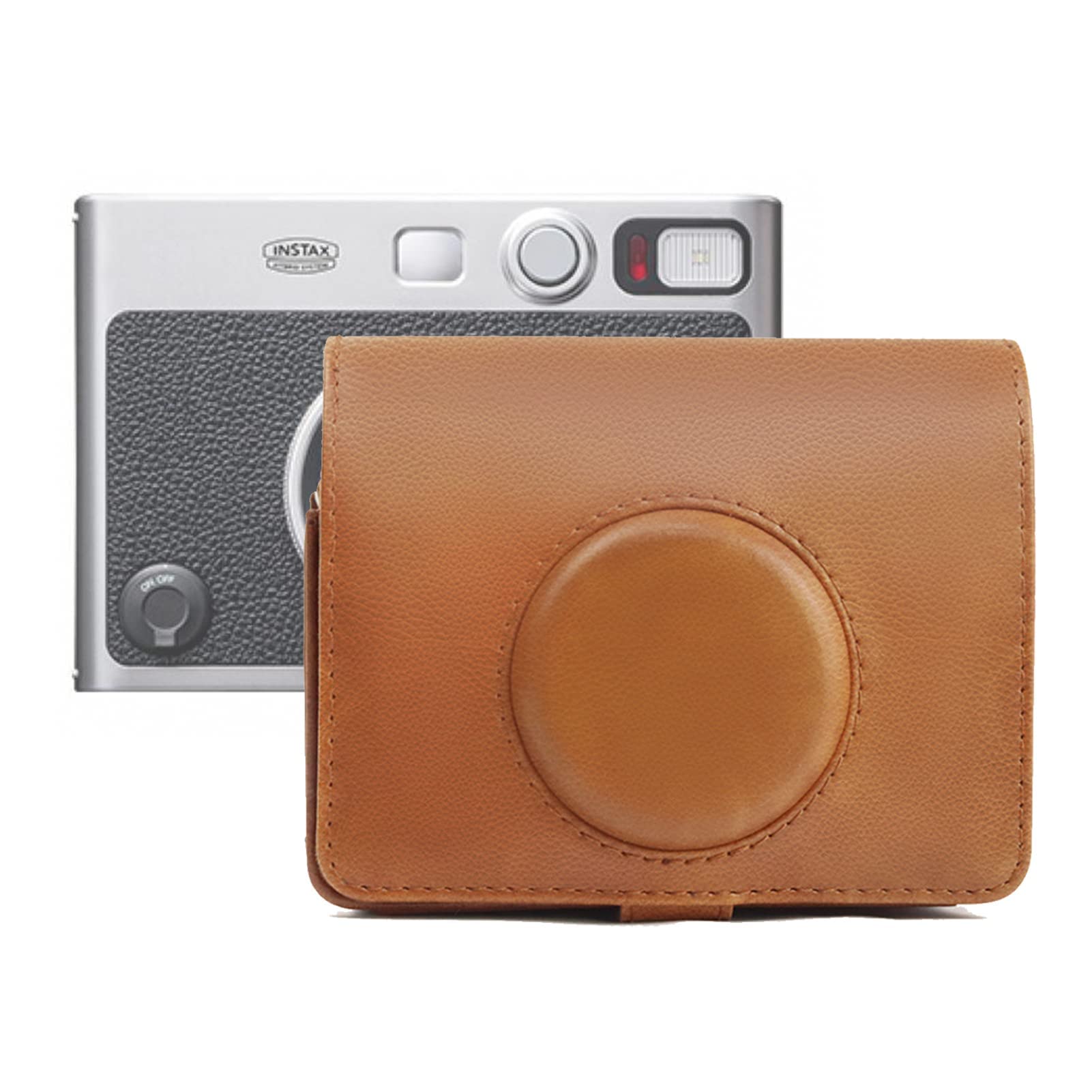 O Ozone Case for Fujifilm Instax Mini EVO Case, Hybrid Camera Protective PU Leather Protective Carrying Case with Adjustable Shoulder Strap-Brown