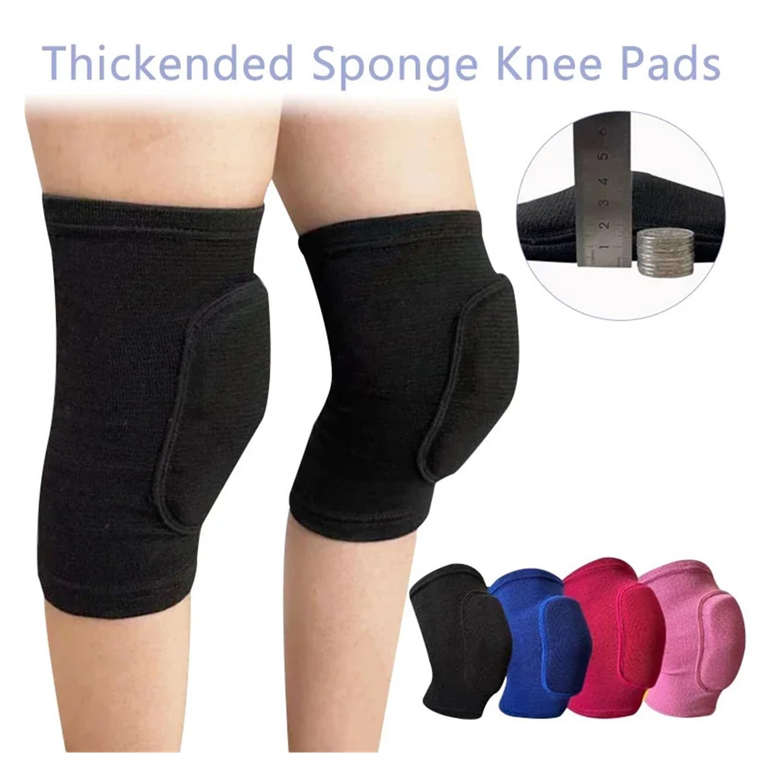 MRKU Genouillères de Sport antidérapantes, 1 Paire, Protection pour Adultes, Danse, élastique, épaisses, en Mousse, idéales pour la Gym, Le Yoga et l'entraînement.