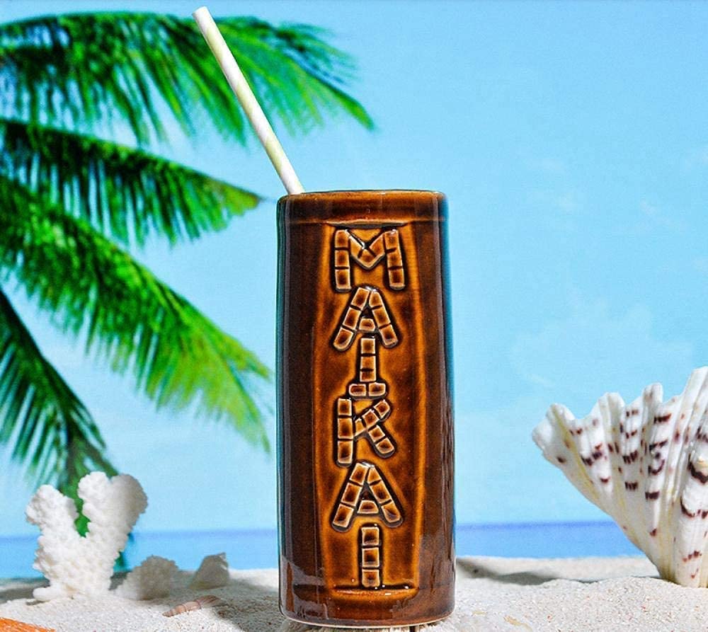 Tiki Cocktailbecher Aus Keramik – 700 Ml Mit Hawaiianischem Motiv, Perfekt Für Luau-Partys & Die Hausbar