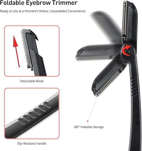 Miniatura 3 de Kit de tijeras de aseo para cejas, kit 4 en 1 de acero inoxidable para mujeres y hombres, incluyendo maquinillas de afeitar para cejas, cepillo,