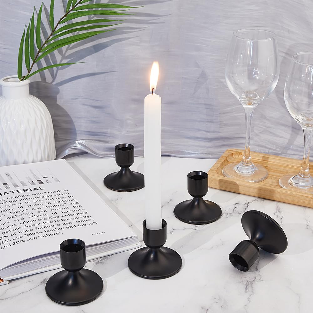 SUPERFINDINGS 8 piezas portavelas para boda portavelas cónico negro portavelas soporte para eventos formales decoración navideña centro de mesa