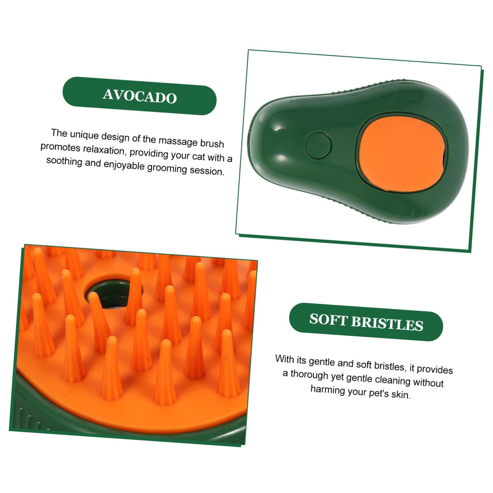 VANZACK 3piezas Cepillo De Vapor Autolimpiable Para Gatos Multifuncional Masaje y Spray De Agua Herramienta De Cuidado Para