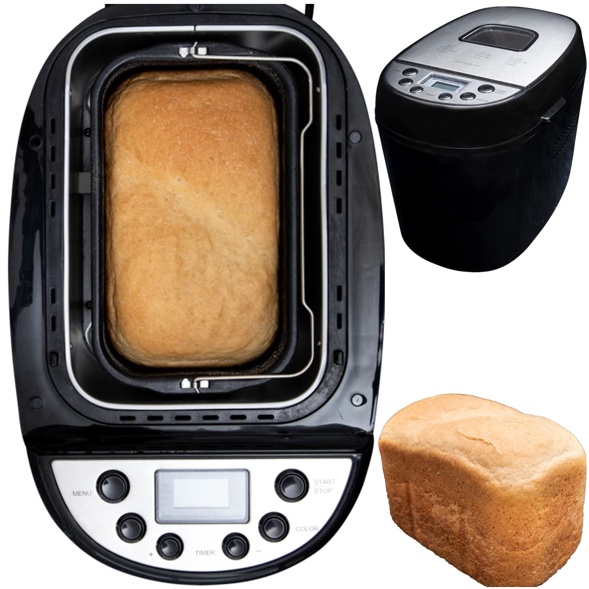 Gastronoma 18260001 Brotbackautomat, Brotbackmaschine 12 digitale Programme, automatisches Zutatenfach, für 1350 Gramm Brotlaibe, Sichtfenster, 13 Stunden Verzögerungs Timer, 60 Min Warmhaltefunktion