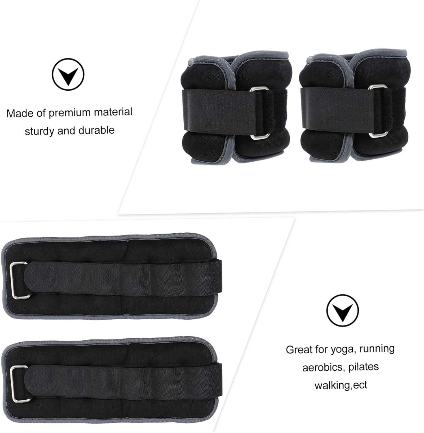 VANZACK 1pair Adjustable Weight-bearing Sandbags for Ankle and Wrist Each for Running Yoga and Fitness Training Compact and Portable Design