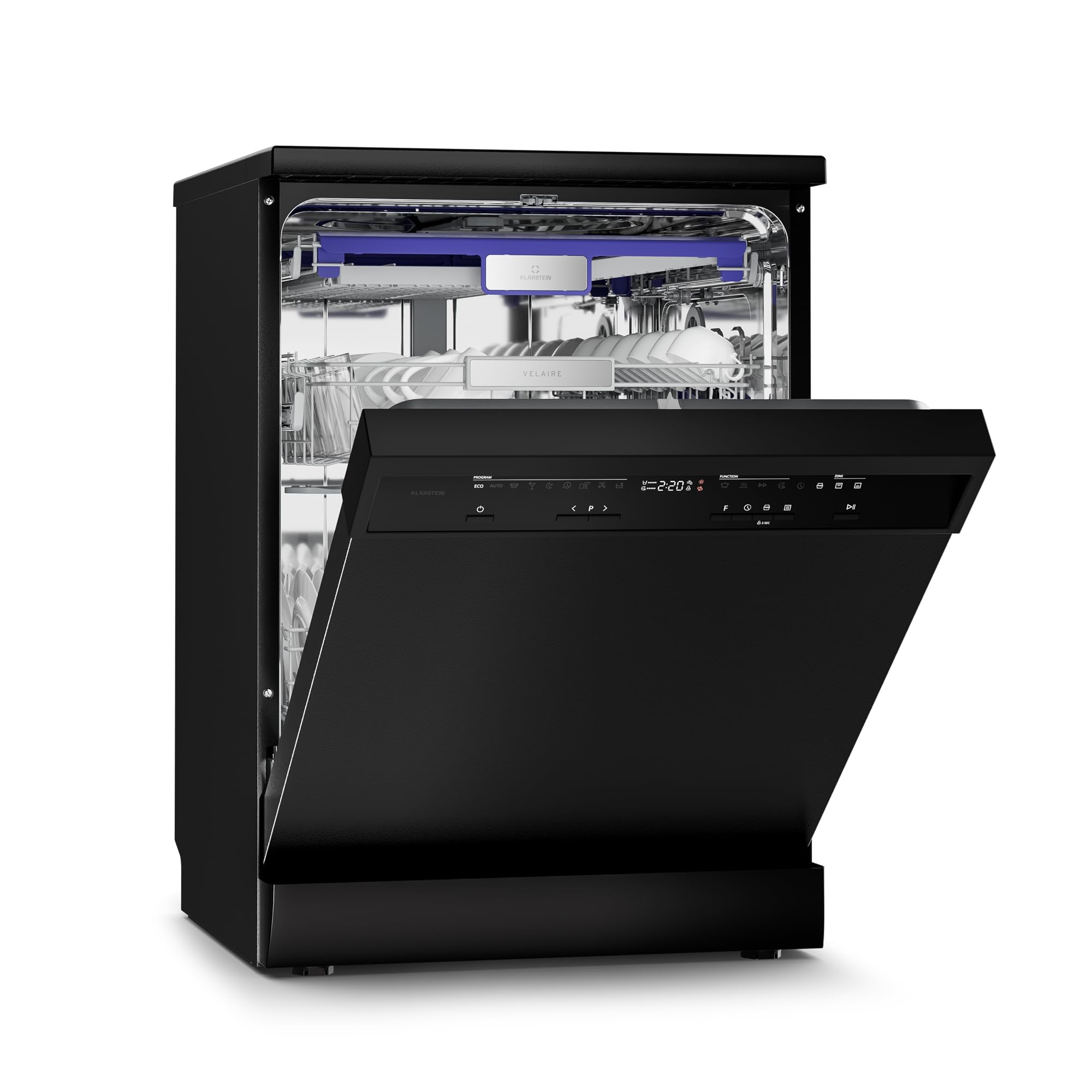 Klarstein Velaire Lavastoviglie 60cm Libera Installazione - 14 Coperti, 9 Programmi, 42 dB, Classe A, AquaStop, Blocco Bambini, Lavastoviglie Classe Energetica A