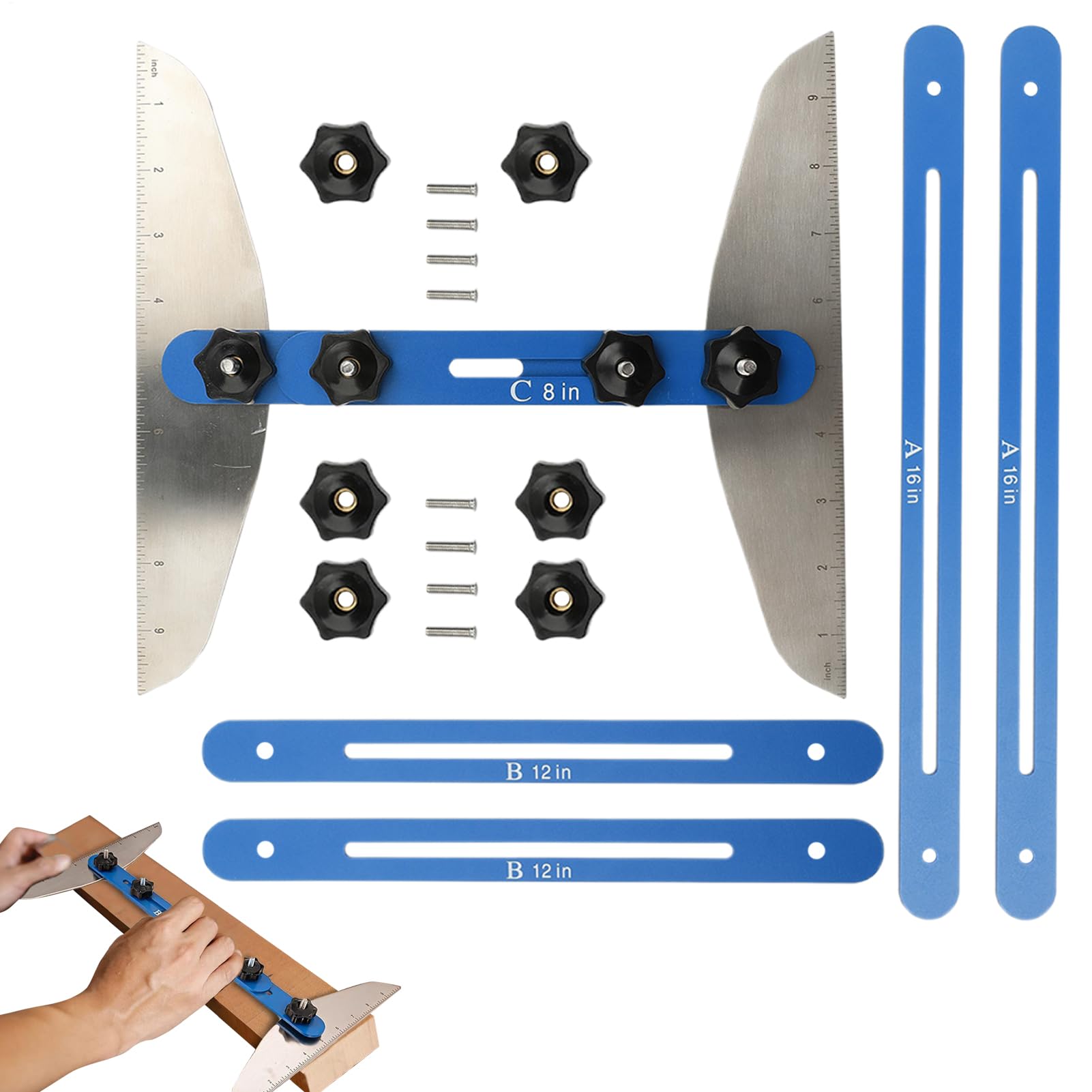Plantilla para peldaños de escalera, herramienta de medición de escaleras | para el hogar, regla plegable multifuncional, longitud ajustable de 11 a 60 pulgadas, accesorio de diseño de estante de alta