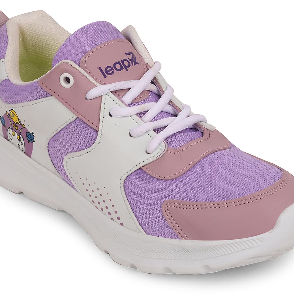 Liberty Leap7x TRIVAGO15E Lacing Sports Walking Shoes for Kids with EVA Sole | Suitable for Jogging Running | Quick Wear Elastic Laces | Memory Foam Insole | Comfortable Footbed (Purple - 1) 2