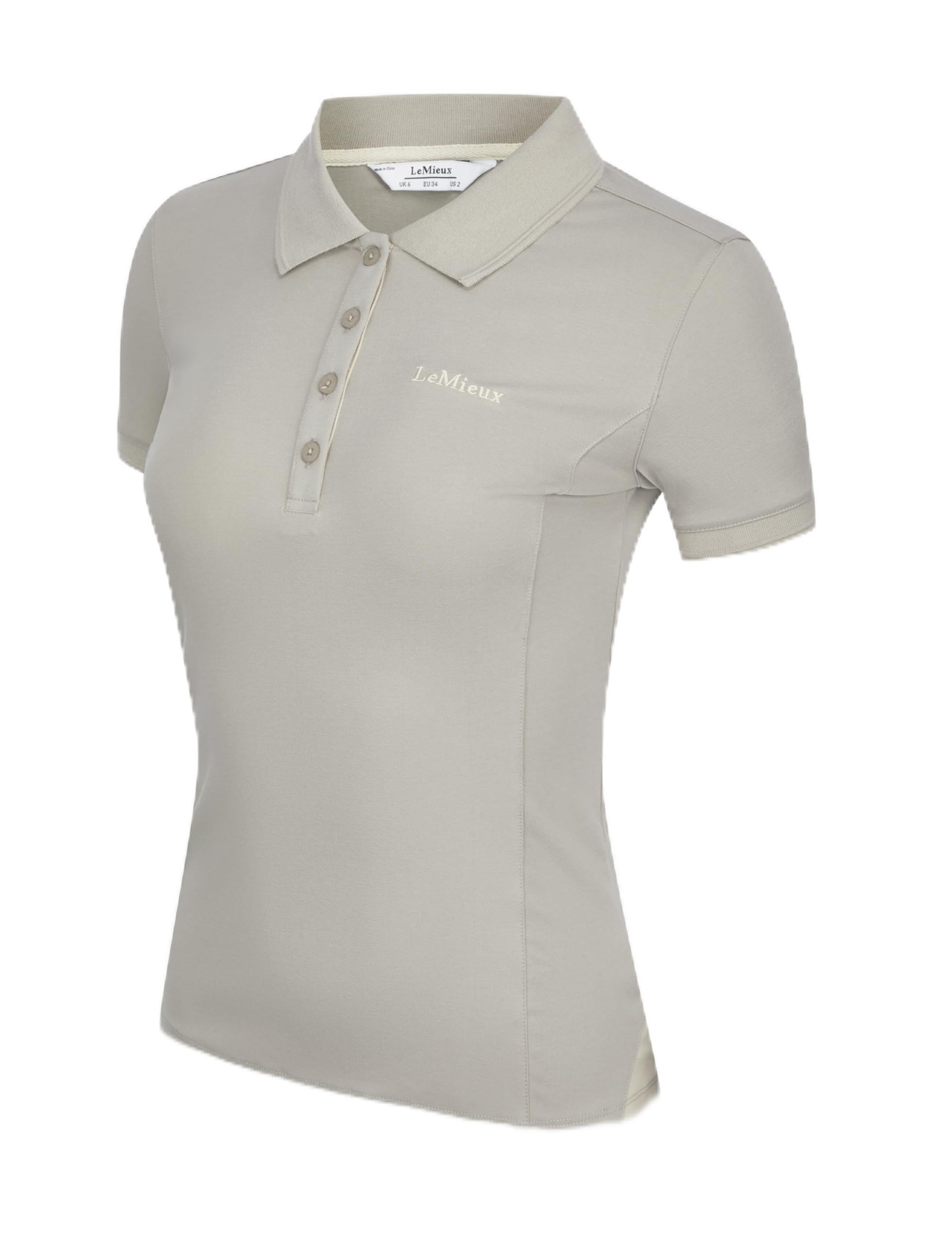 LeMieux Classique Womens Polo Shirt - Quick Drying Cotton Blend - Slim Cut Longer Length - Ash - UK10