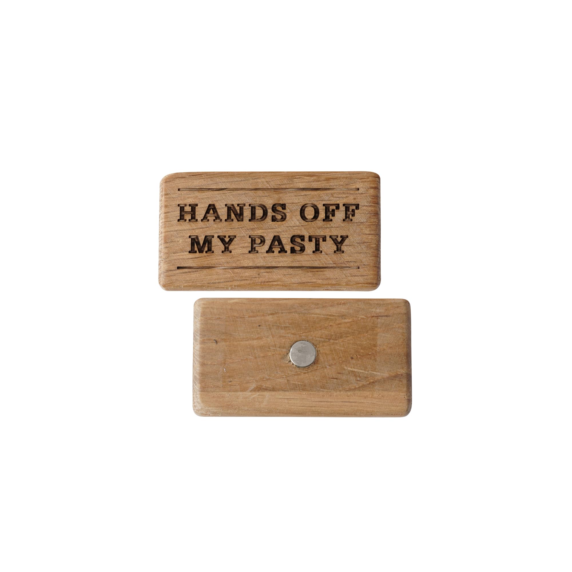 Cgb Giftware | Cornish Gifts 'Hands Off My Pasty' Oak Rectangular Magnet | Cornwall | Holiday In Cornwall | Novelty | Gb07986