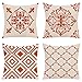 Kissenbezug 45x45cm 4er Set Dekorative Outdoor Kissen Orangefarbene Mandala-Geometrie Kissenhülle Leinen Sofakissen Kissenbezüge Quadratische Zierkissenbezüge für Sofa Stuhl Bett Garten Dekor