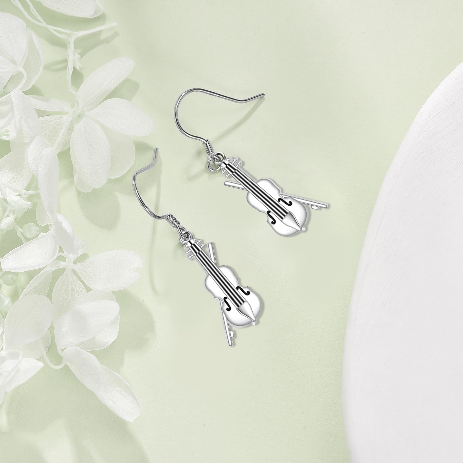 YAFEINI Pendientes de violonchelo de plata de ley 925, aretes de violonchelo, regalos para mujeres amantes de la música