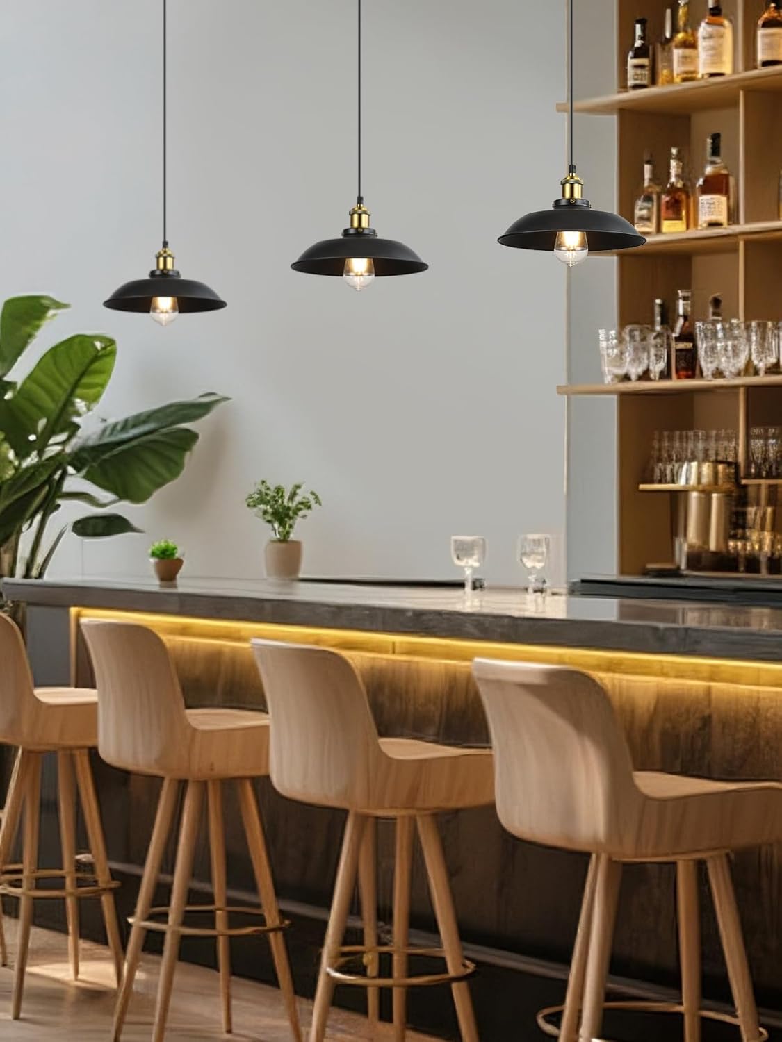 Newrays Industrial Retro Black Iron Kitchen Restaurant Bar Balcony Hanging Pendant Light (2 Pack)