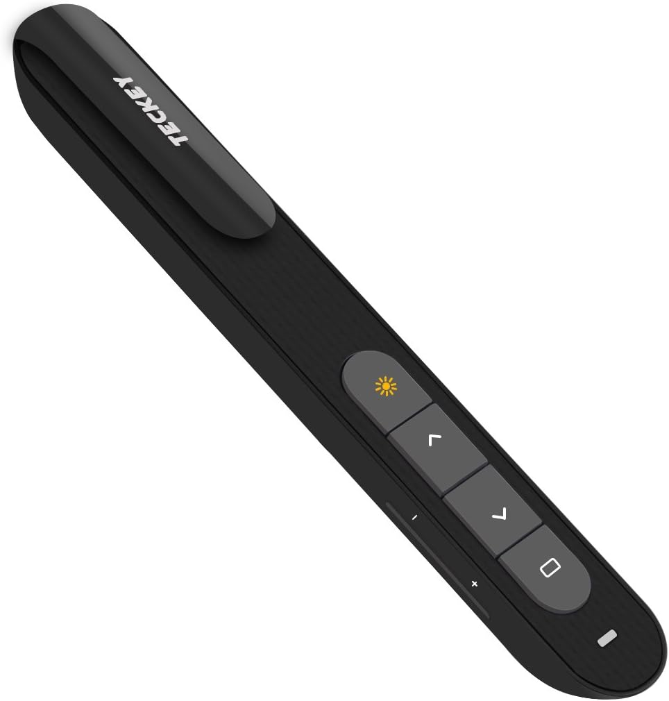 Wireless Presenter for PowerPoint, Pointer Pen, 2.4 GHz USB Remote Control Powerpoint, PowerPoint Clicker, Remote Control Range: Up to 100m, Black (Teckey)