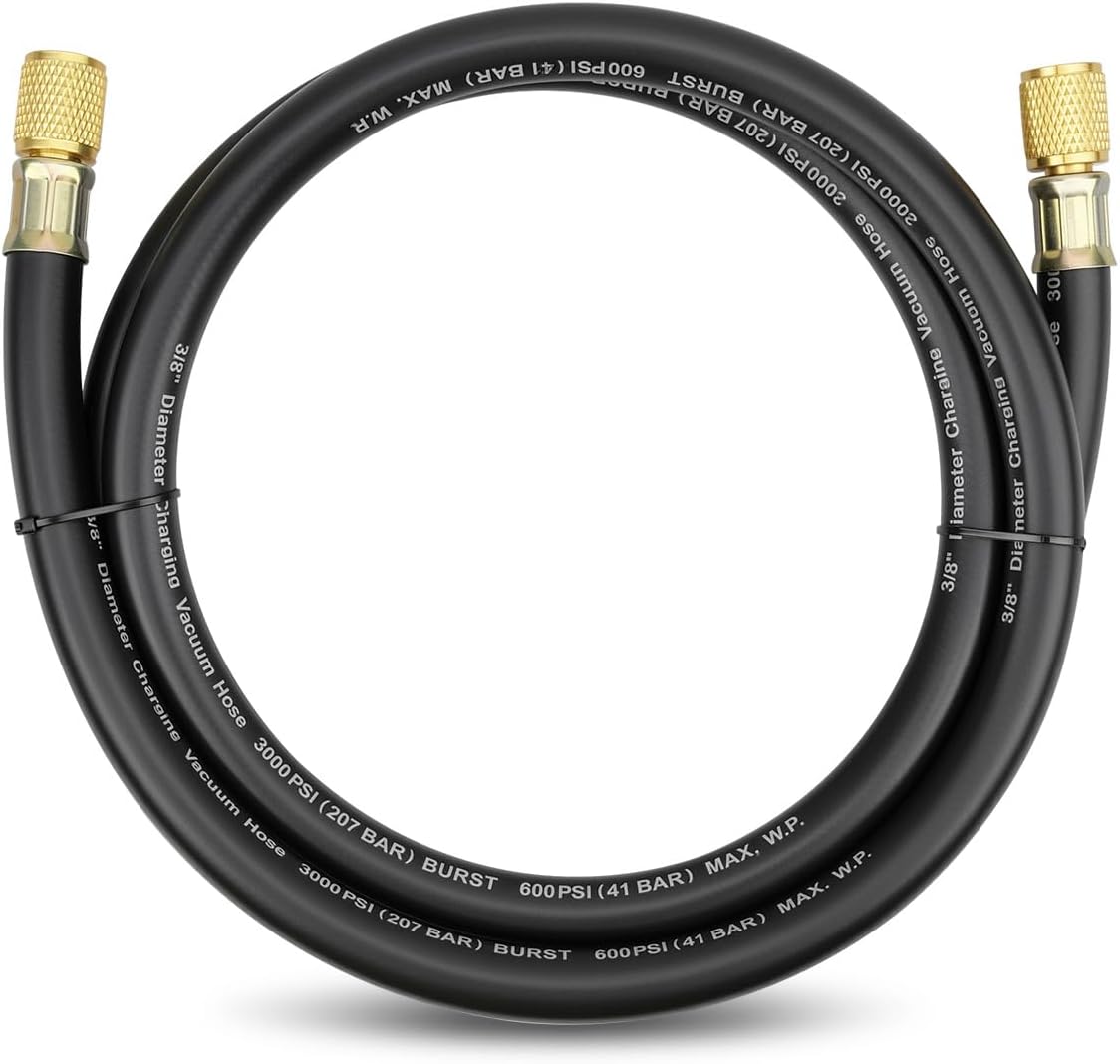 Vagmuxado 15660 3/8" HVAC/R Vacuum Hose 5ft Black - 600 PSI Working, 3000 PSI Burst, High Vacuum for AC Refrigeration