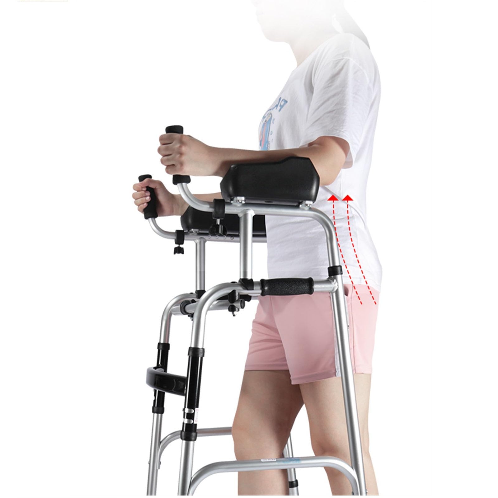 Chodzenie z rolatorami dla seniorów – lekkie mobilne chodzenie z kołami 5" i zdejmowanymi wyściełanymi podłokietnikami, bieżnik na platformę z podłokietnikiem dla seniorów, osób niepełnosprawnych i