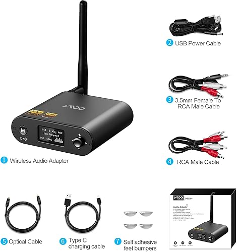 Miniatura 8 de YMOO Receptor DAC Bluetooth 5.1, LDAC Aptx 30 ms baja latencia, entrada óptica coaxial RCA 0.138 in Jack Hi-Res, adaptador de audio inalámbrico sin