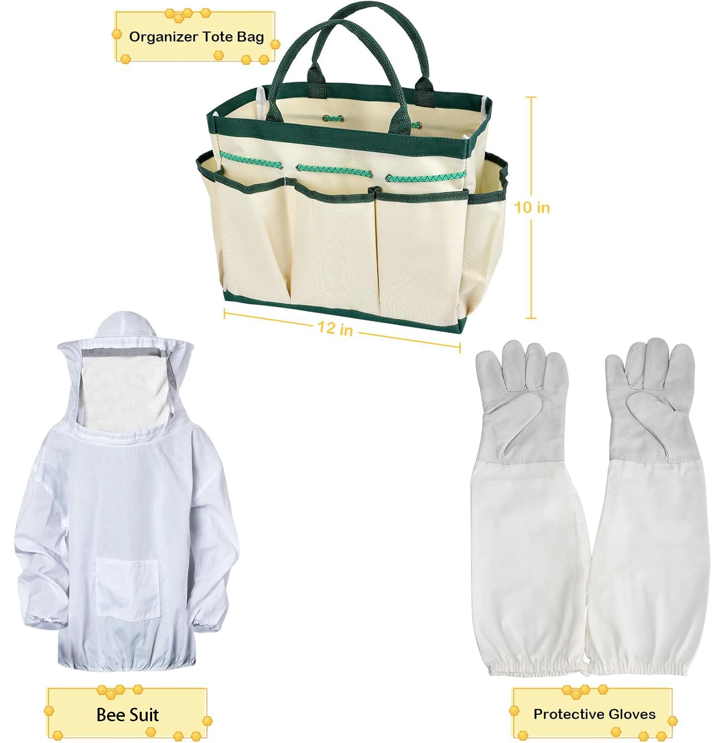 Accessori Apicoltura, Set Starter Apicoltura 30 Pezzi, Forniture per Apicoltura con Borsa Tote, Gancio J, Maniglia Telaio, Set di Avviamento per Principianti e Apicoltori Professionisti