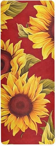 Miniatura 1 de Wassud Tapete de yoga con patrón de girasol para mujeres y hombres, 71 x 26 pulgadas, plegable, antideslizante, para pilates, aeróbicos, ejercicios