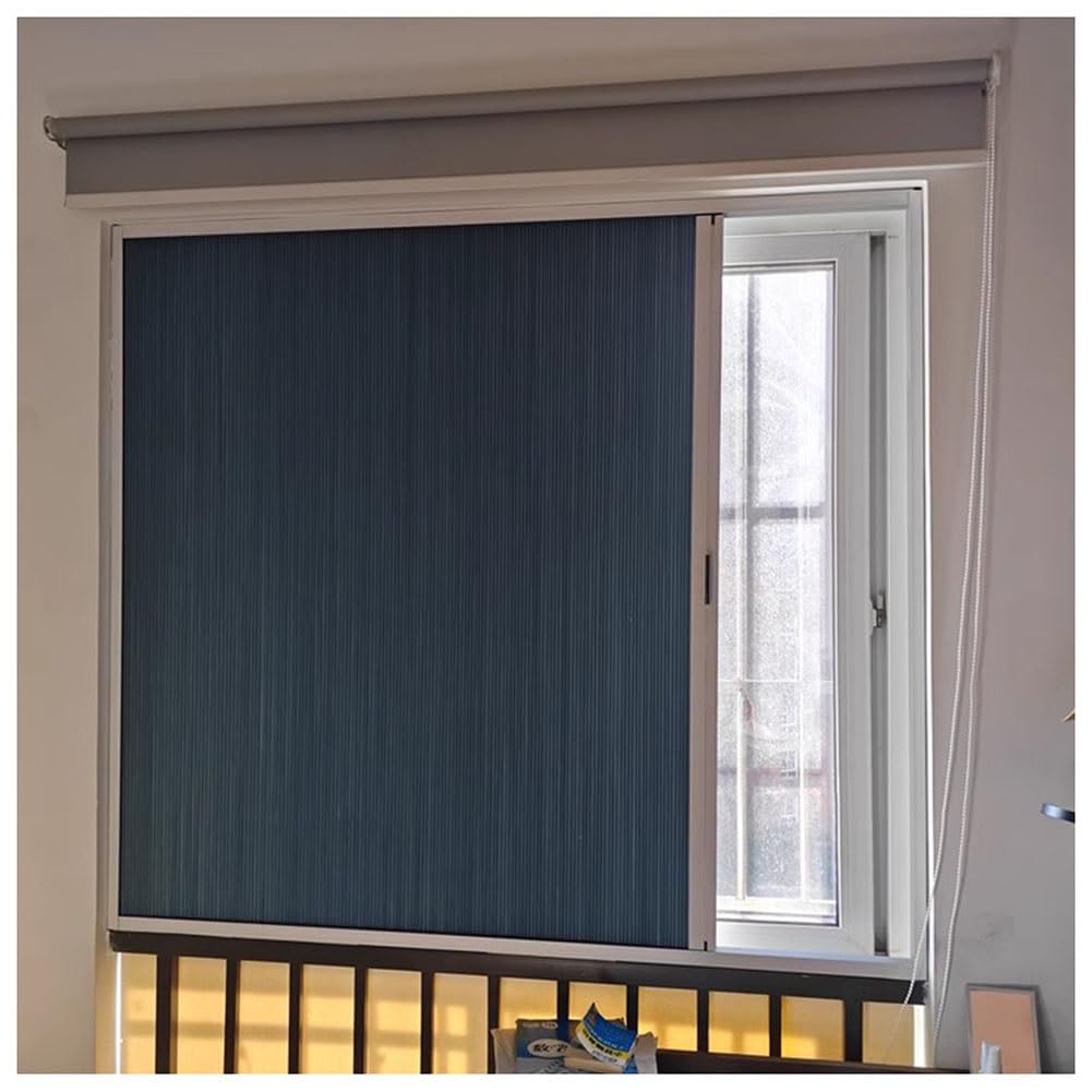 Sxlawesom Blue Vertical Blinds Sliding Windows Expandable Window With Aluminum Frame Folding Privacy Window Panel Horizontal Slide Pre Framed Window(1800X1500mm)