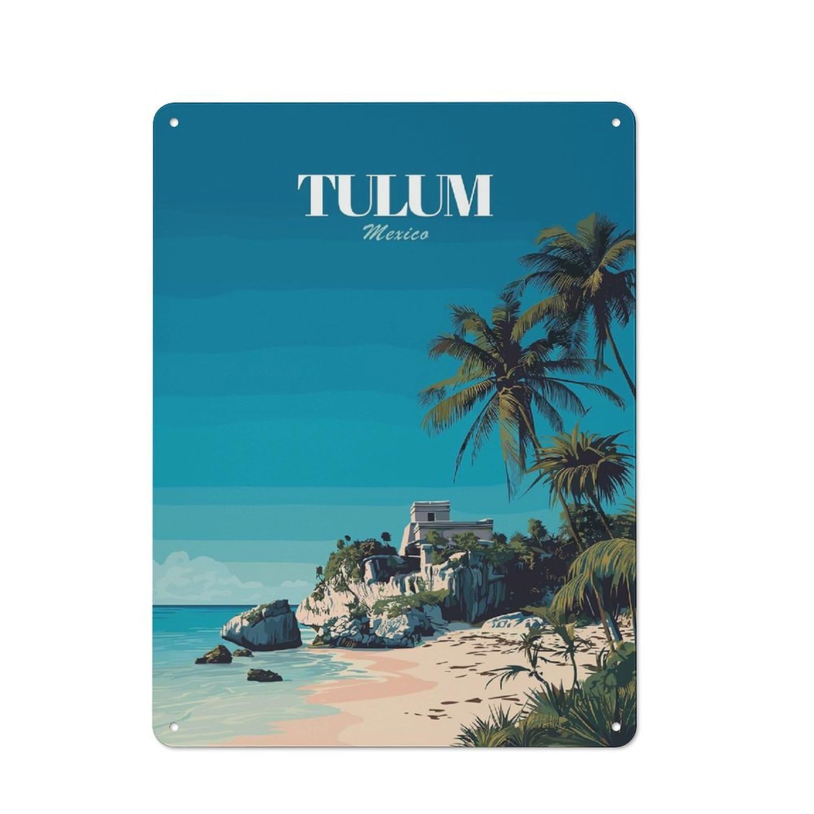 Junmoney Style-2 Tulum Mexico Travel (2) Everyday Metal Wall Decor 40X30cm, Vintage Metal Sign For Hallway, Home Bar, Garage Or Study
