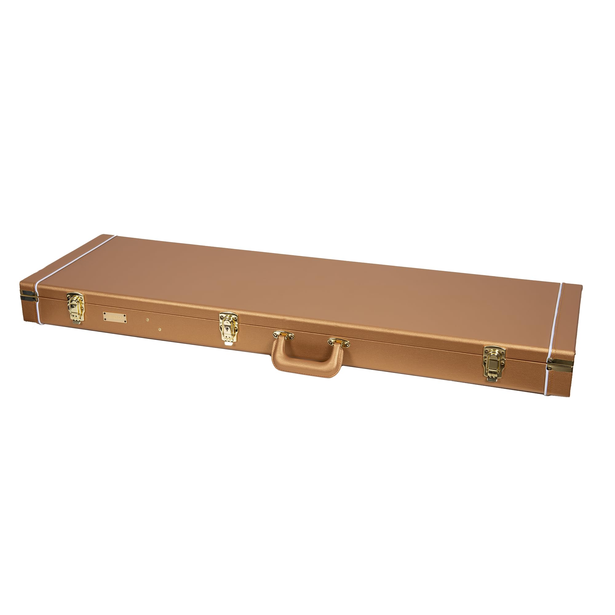 Crossrock rechteckiger Holzkoffer für Stratocaster & Telecaster | Luxusgold Kunstleder, Bordeaux Samt, Schloss – Designer Series (CRW520ELG)