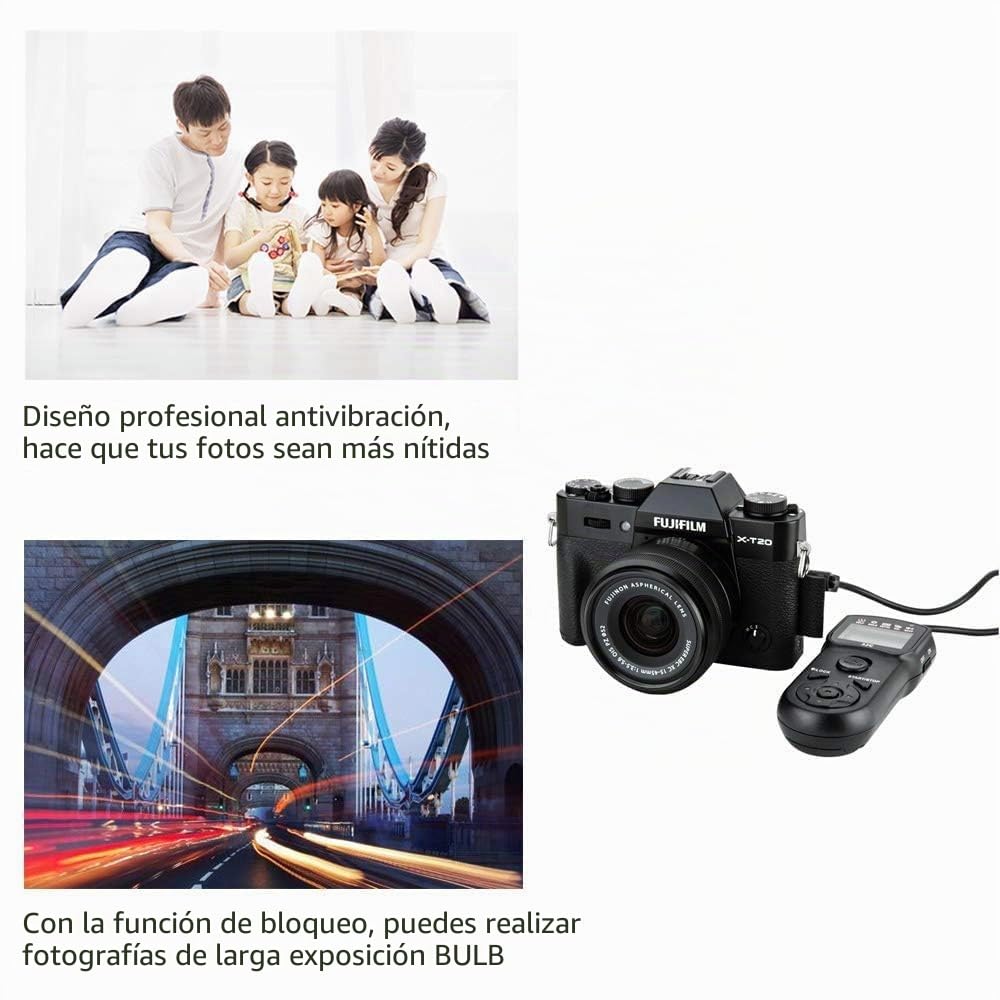 Temporizador de Disparador Control Remoto para Fujifilm Fuji X-T3 X-T2 X-T1 X-H1 X-T30 X-T20 X-T100 XF10 X-A5 X100F XF10 X-Pro2 X-E5 X-E3 X-A5 GFX Reemplaza el Cable de liberación Fujifilm RR-100