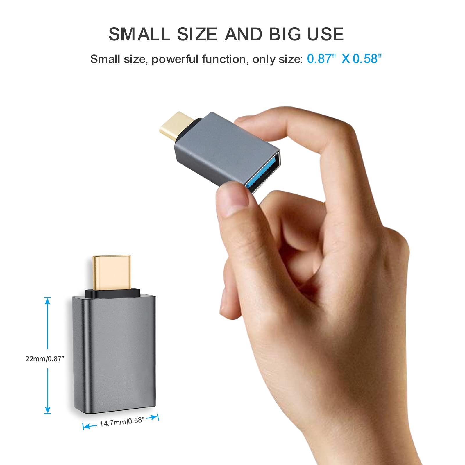 Helos OTG Adapter – USB 3.1 A Auf USB-C, Premium-Aluminium, Dunkelgrau