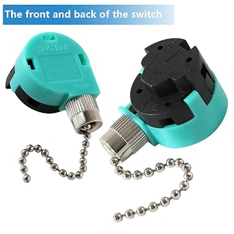 Zing Ear ZE-268S6 Switch Compatible with Hunter Ceiling Fan, 3 Speed 4 Wire Pull Chain Cord Switch, Use for Ceiling Fans, Lamps and Wall Lights (Nickel Pull Chain)