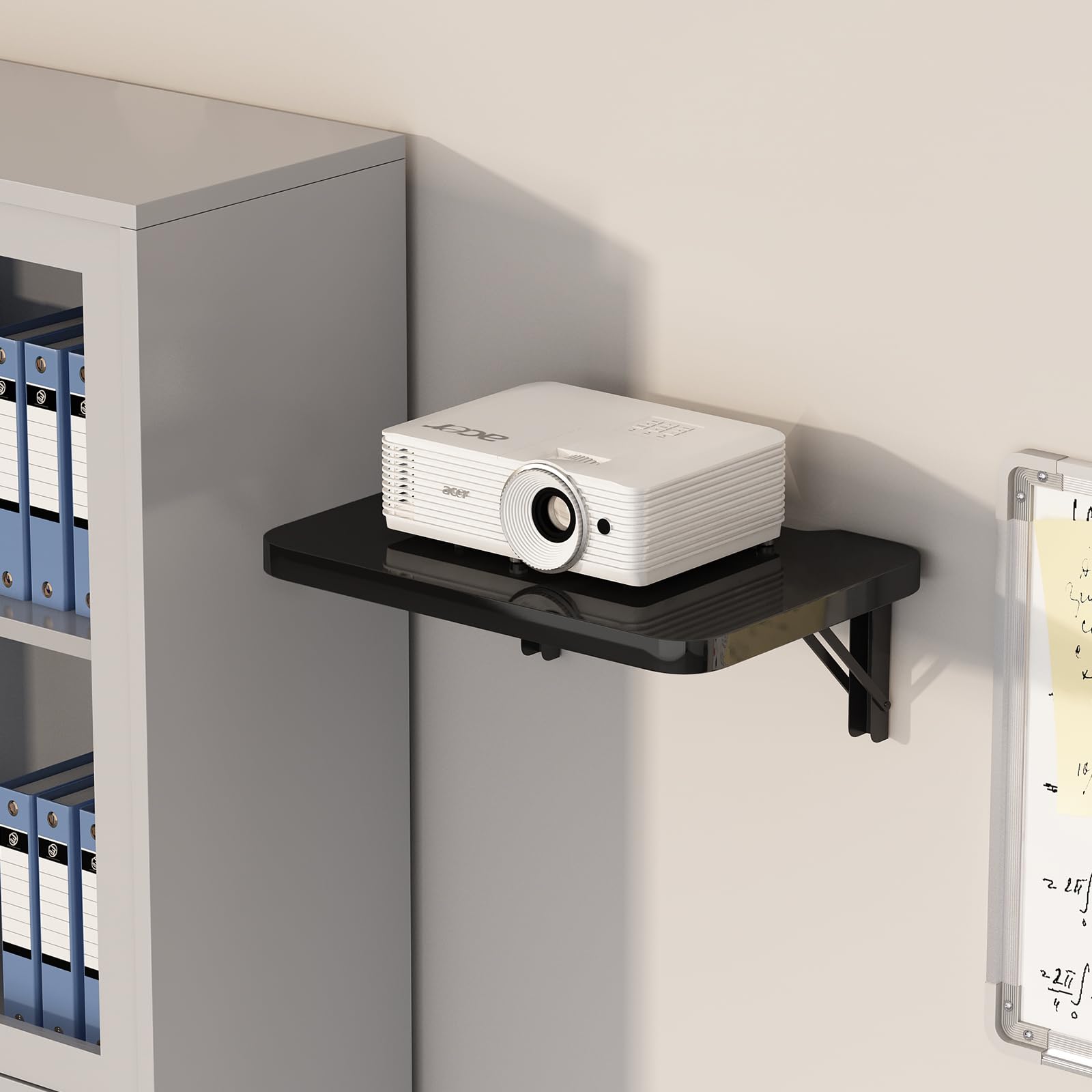 Mensola pieghevole per proiettore, mensola galleggiante per intrattenimento, mensole sospese per TV e router, mensole da parete in legno, per lettori DVD, decoder via cavo, supporta fino a 13,6 kg