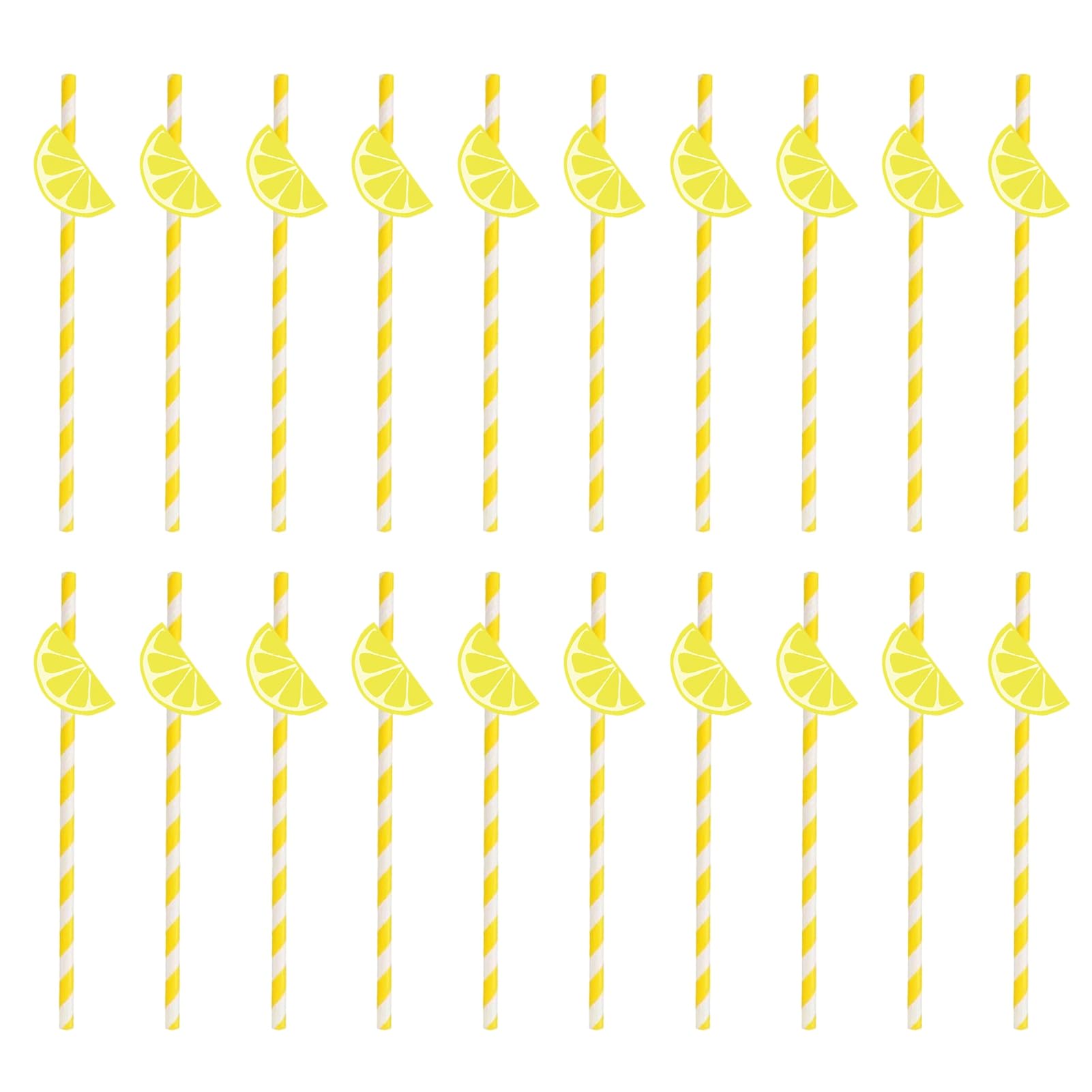 matumou 20Pcs Citrus Fruit Straws, Lemon Orange Slice Decor Straws for Birthday Party, Disposable Straws for Juice Cocktails