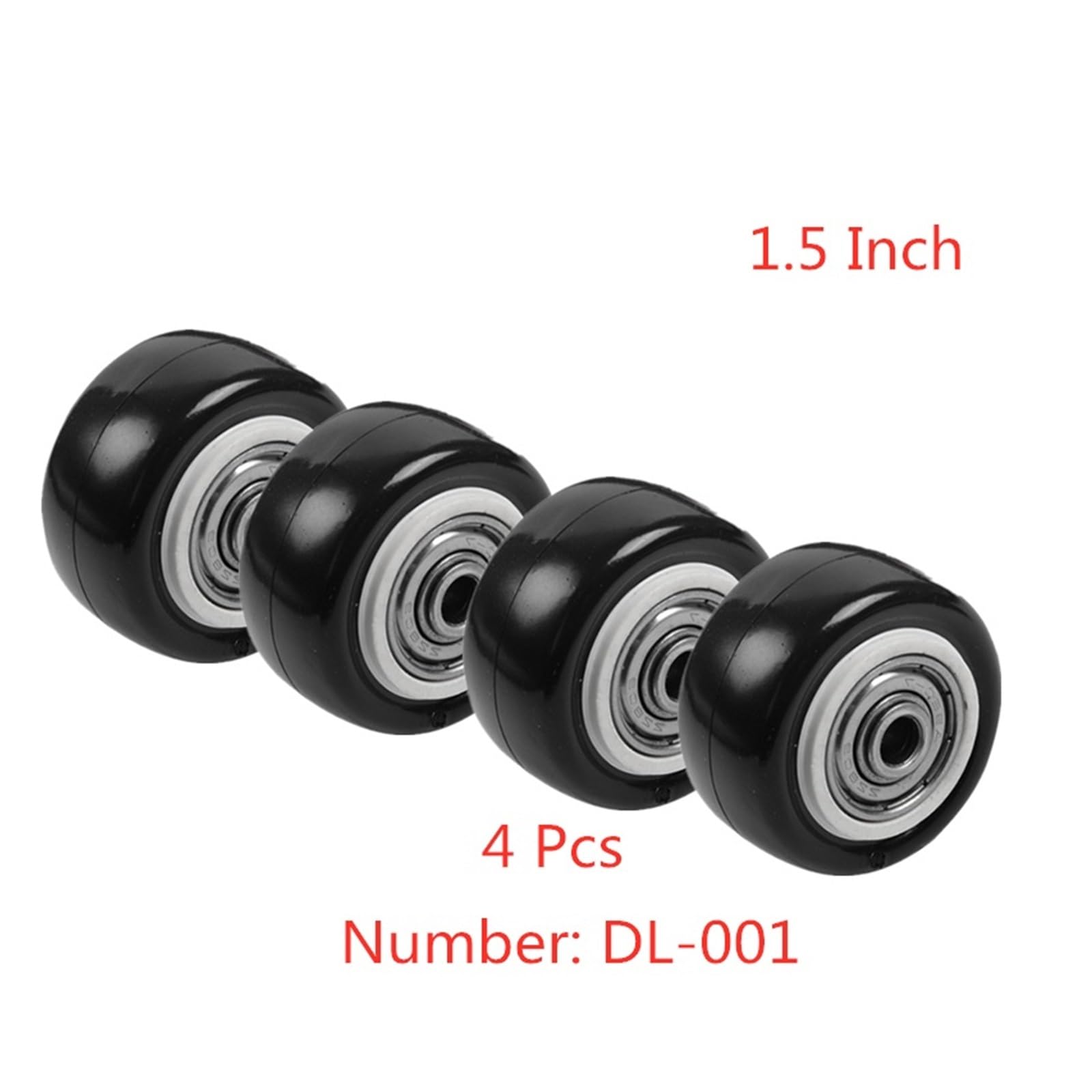 (Pack of 4) 1.5 Inch Diamond Single Wheel with Dual Bearing Cover Black Furniture Caster Medium Fitting