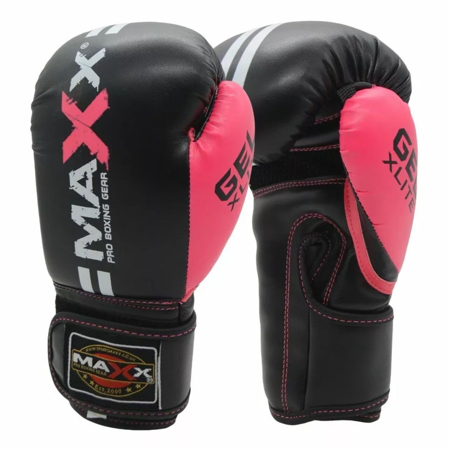 Maxx kids Boxing Gloves Women Boxing Gloves Rex Leather Martial Art Gloves, Muay Thai MMA Kickboxing Kids Bag Punching Training Gloves 4 6 8 Oz (Black Pink, 4oz)