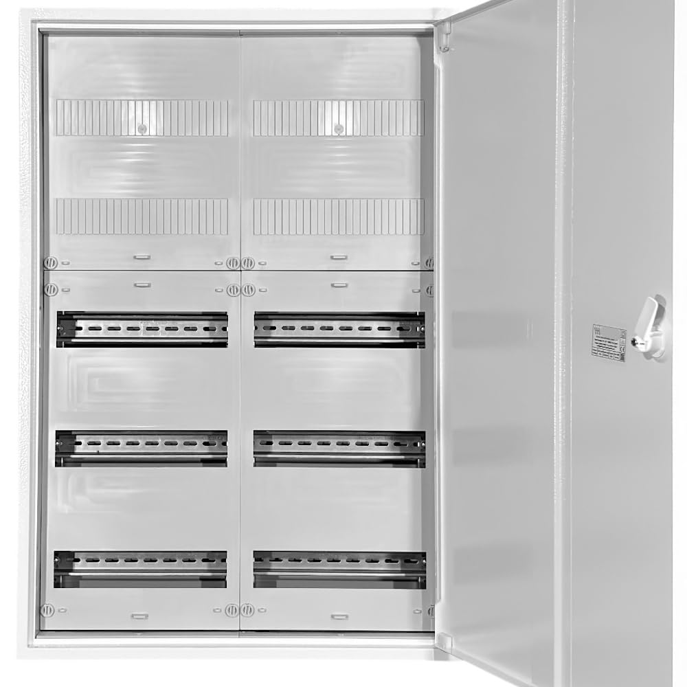 WITTKOWARE Aufputz Wandverteiler Komplettschrank, IP43, Stahlblech pulverbeschichtet, Farbe RAL9010 (reinweiß), Tiefe 140 mm, 2x5-reihig, 120TE (24TE Klemmraum)