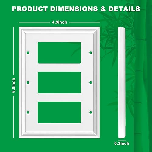 Miniatura 9 de Cubiertas decorativas blancas de pared, cubierta de receptáculo eléctrico de fibra de bambú, cubierta de tomacorriente, estilo moderno (1 cuadrilla