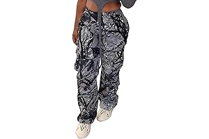 Tcremisa Women's Gray Camo Cargo Pants
