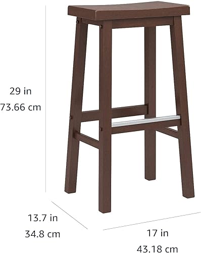 Miniatura 8 de Amazon Basics Taburete de Bar de Asiento Tipo Silla de Montar de Madera Maciza para Mostrador de Cocina con Reposapiés, Fácil Montaje - Altura de 29