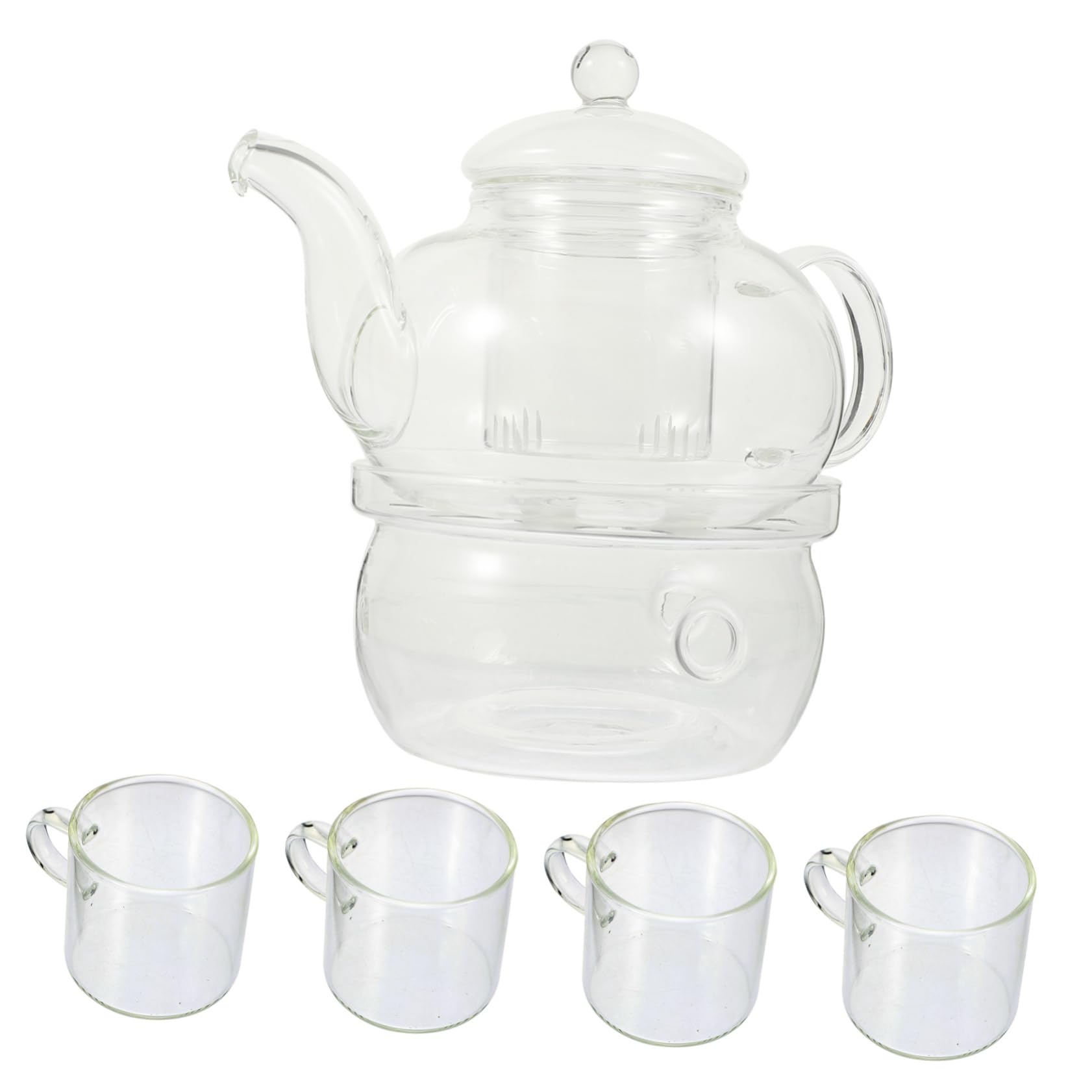 SOLUSTRE Hitzebeständiges Glas Teekannen Satz mit Teesieb und Kerzenhalter Elegantes Kung Fu Teeservice für Haushalt für Gemütlichen Nachmittagstee
