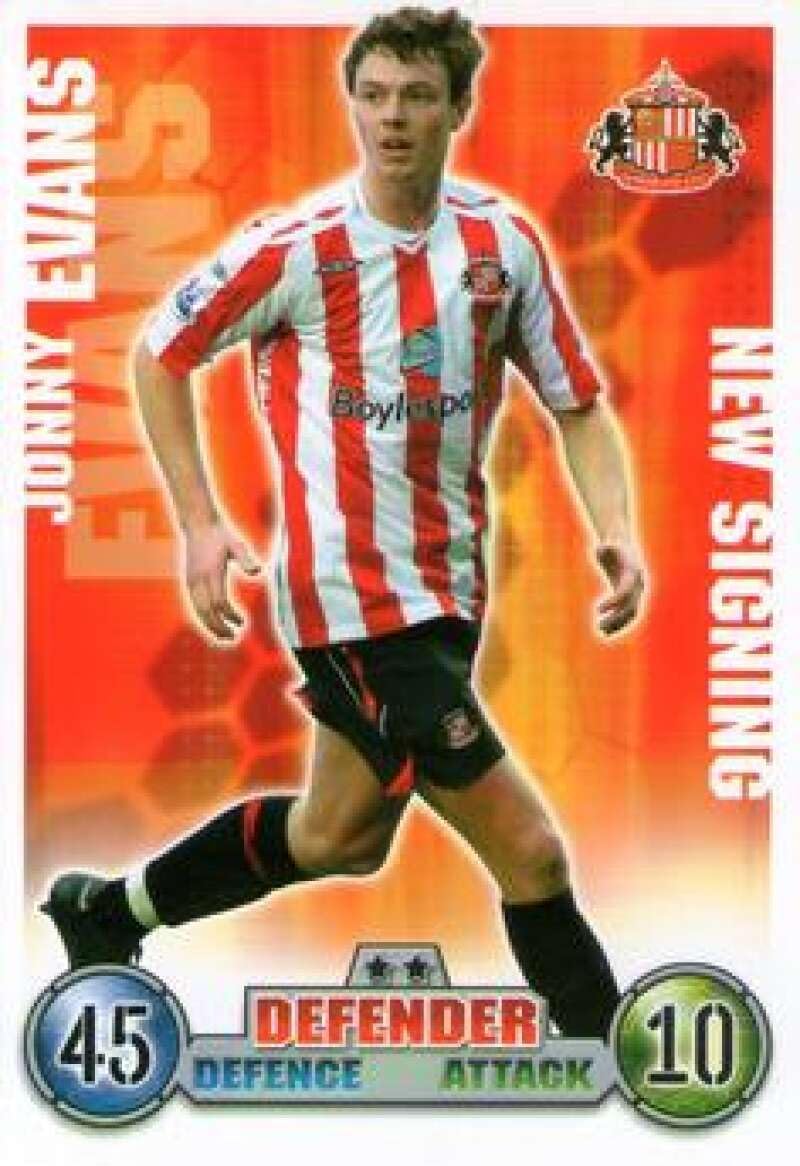 2007-08 Topps Match Attax Premier League Extra #NNO Jonny Evans Sunderland Official Soccer Productin in Raw (NM or Better) Condition