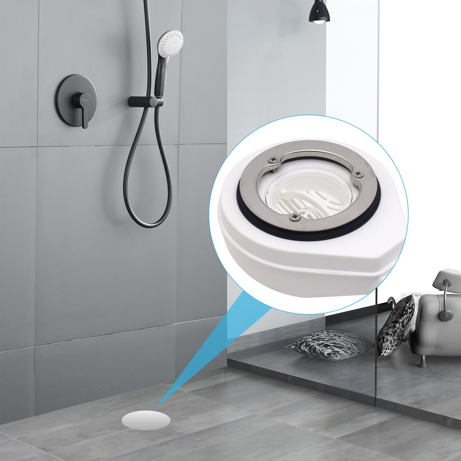 Attrape Cheveux Douche, Filtre Douche Cheveux Filtre à Cheveux Et Grille Pour Bonde De Douche Compatible Avec Les Systèmes De Vidage 6960, 6963, 6961, 6962