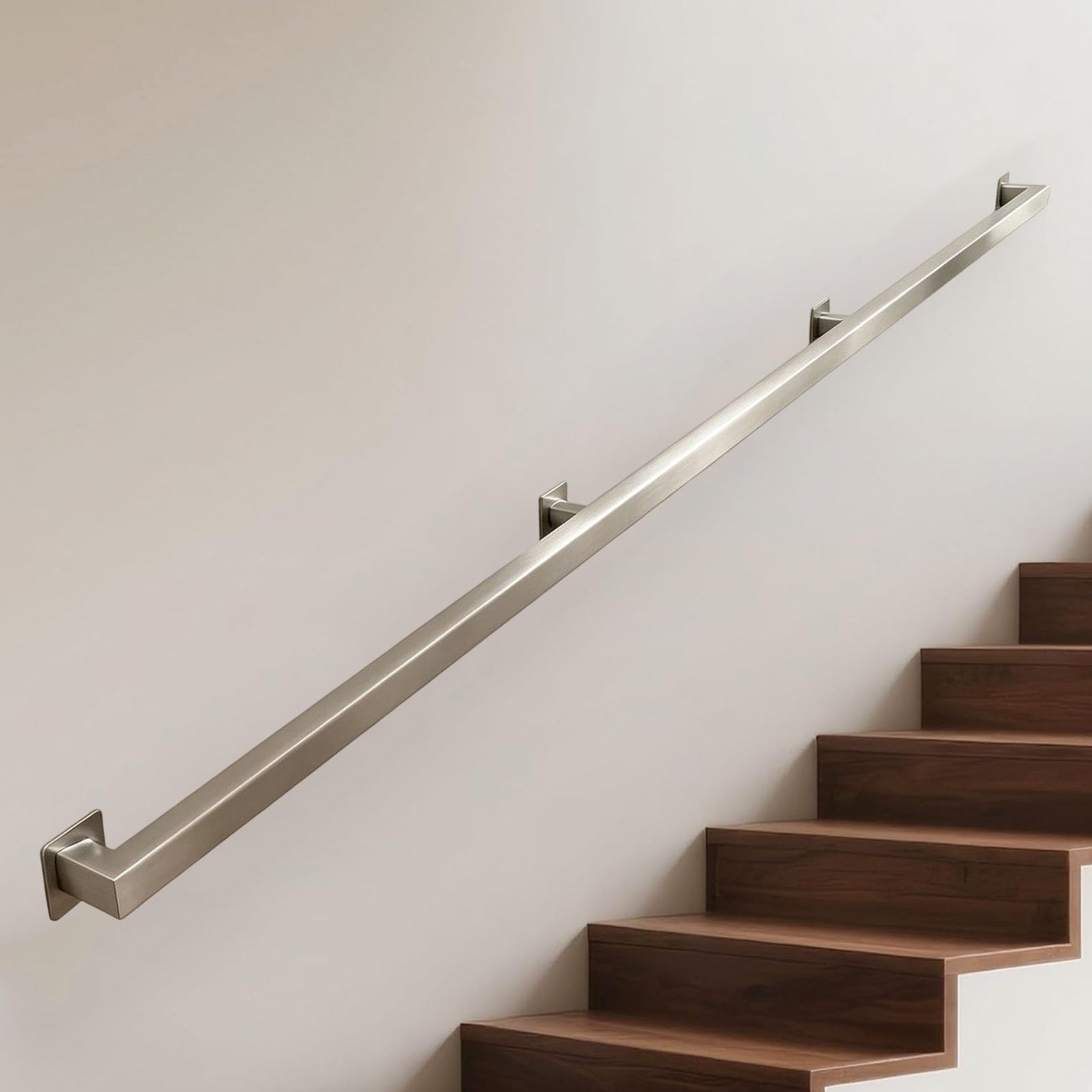 Junvstor Stainless Steel Handrail for Stairs, 150cm 240cm 520cm Staircase Railing Wall Mounted Bannister Hand Rail Non-Slip Handle Grab Bar Indoor Outdoor Barrier-Free Safety Grip(11ft/330cm)