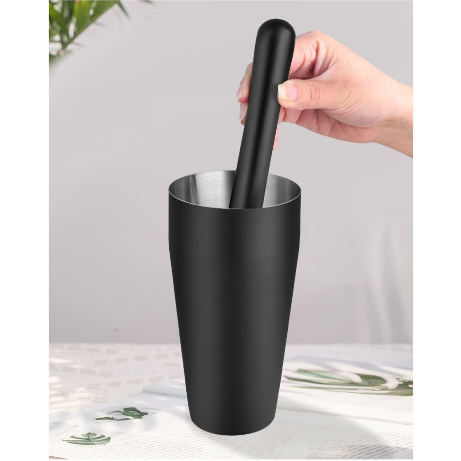 Shaker per Cocktail Set di shaker per cocktail in acciaio inossidabile nero opaco da 8 pezzi Set completo di strumenti per cocktail francesi Set Cocktail