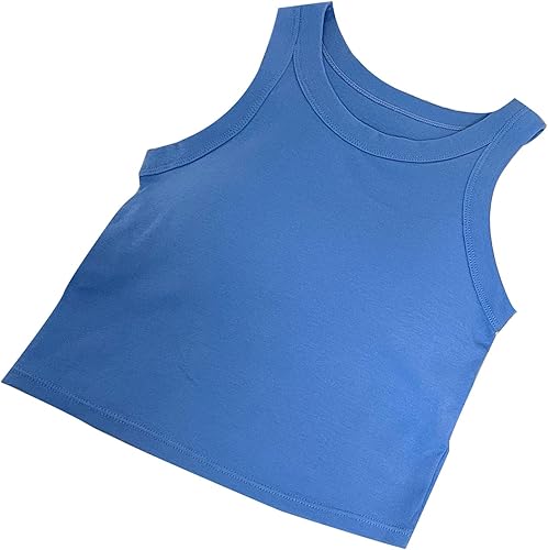 Miniatura 7 de TOPINCN Women PaddedTop Soft Cotton Slim Fit Round Neck I Type Design Chest Pad Easy Matching Seamless for Daily Wear Yoga Sport (Blue)