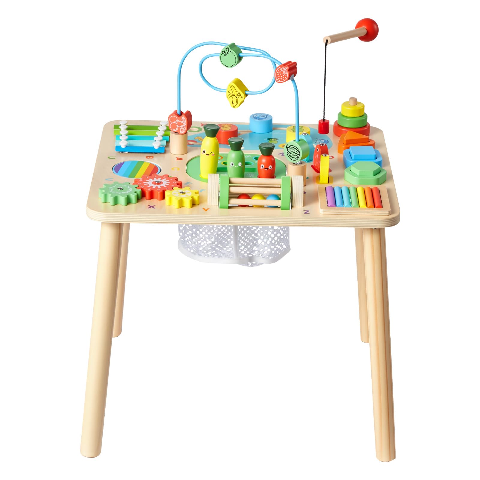 VEVOR Holz Aktivitätstisch, Montessori Spielzeug, 13-in-1-Lerntisch, Spieltisch Aktivitätstisch für Kinder ab 6 Monaten, Geburtstag, Weihnachten oder Kindertag, 6-36 Monate