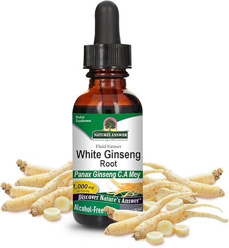 Nature's Answer Raíz de ginseng blanco, libre de alcohol, 1 onza líquida, apoyo inmunológico, promueve la función cognitiva, claridad mental y